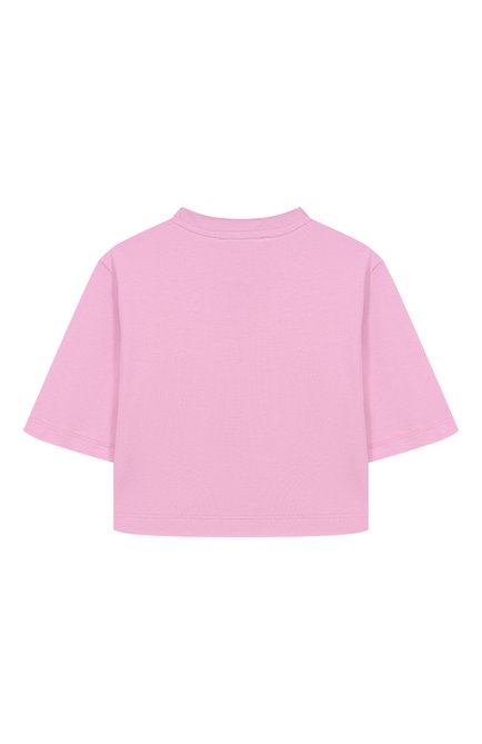 Детская хлопковая футболка MSGM KIDS розового цвета, арт. S5MSJGTH118 | Фото 2 (Драгоценные камни: Проставлено; Материал внешний: Хлопок; Рукава: Короткие; Материал сплава: Проставлено)