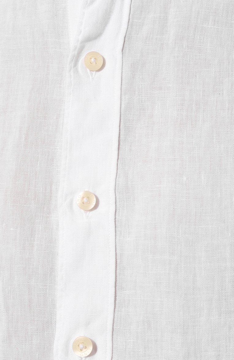 Мужская льняная рубашка 120% LINO белого цвета, арт. 31ALIM1311/0000115/000 | Фото 5 (Манжеты: На пуговицах; Застежка: Пуговицы; Рукава: Длинные; Воротник: Акула; Случай: Повседневный; Длина (для топов): Стандартные; Материал сплава: Проставлено; Материал внешний: Лен; Принт: Однотонные; Драгоценные камни: Проставлено; Стили: Кэжуэл)