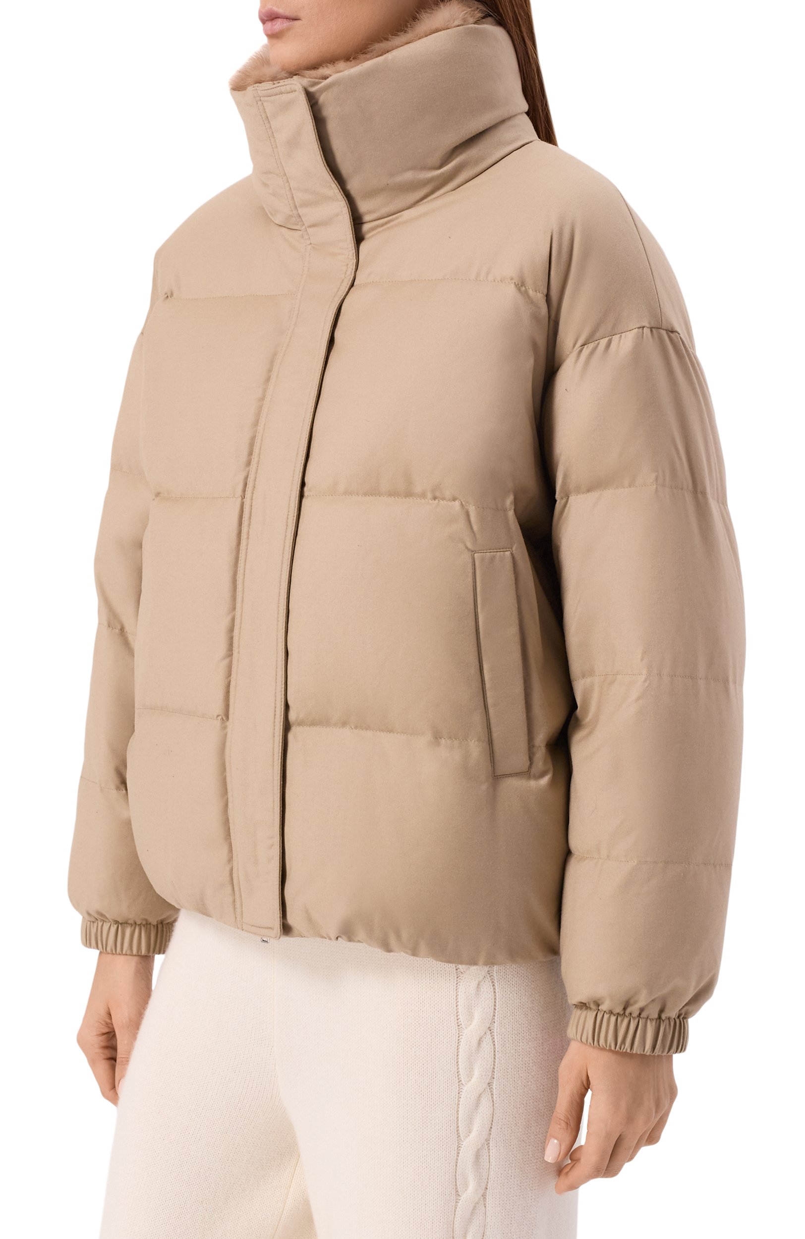Пуховик из шерсти и шелка с отделкой  из соболя YVES SALOMON, арт. 124WYV02766W02W, фото 3