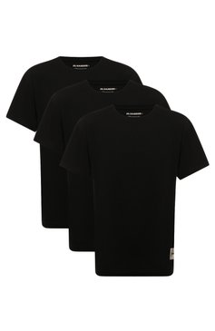 Мужская комплект из трех футболок JIL SANDER черного цвета, арт. J47GC0001-J45048 | Фото 1 (Принт: Без принта; Материал сплава: Проставлено; Материал внешний: Хлопок; Драгоценные камни: Проставлено; Стили: Кэжуэл)