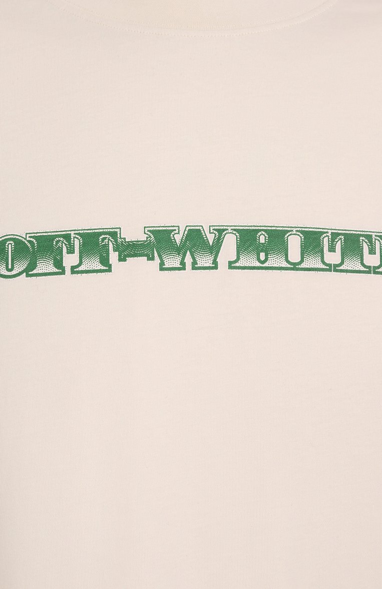 Мужская хлопковая футболка OFF-WHITE кремового цвета, арт. 0MAA120S25JER00E | Фото 7 (Автоматизация ТО: Проставлено; Автоматизация состава: Проставлено; Рукава: Короткие; Материал внешний: Хлопок; Длина (для топов): Стандартны�е; Стили: Спорт-шик; Мужское Кросс-КТ: Футболка-одежда; Принт: С принтом; Детали: Без декора)