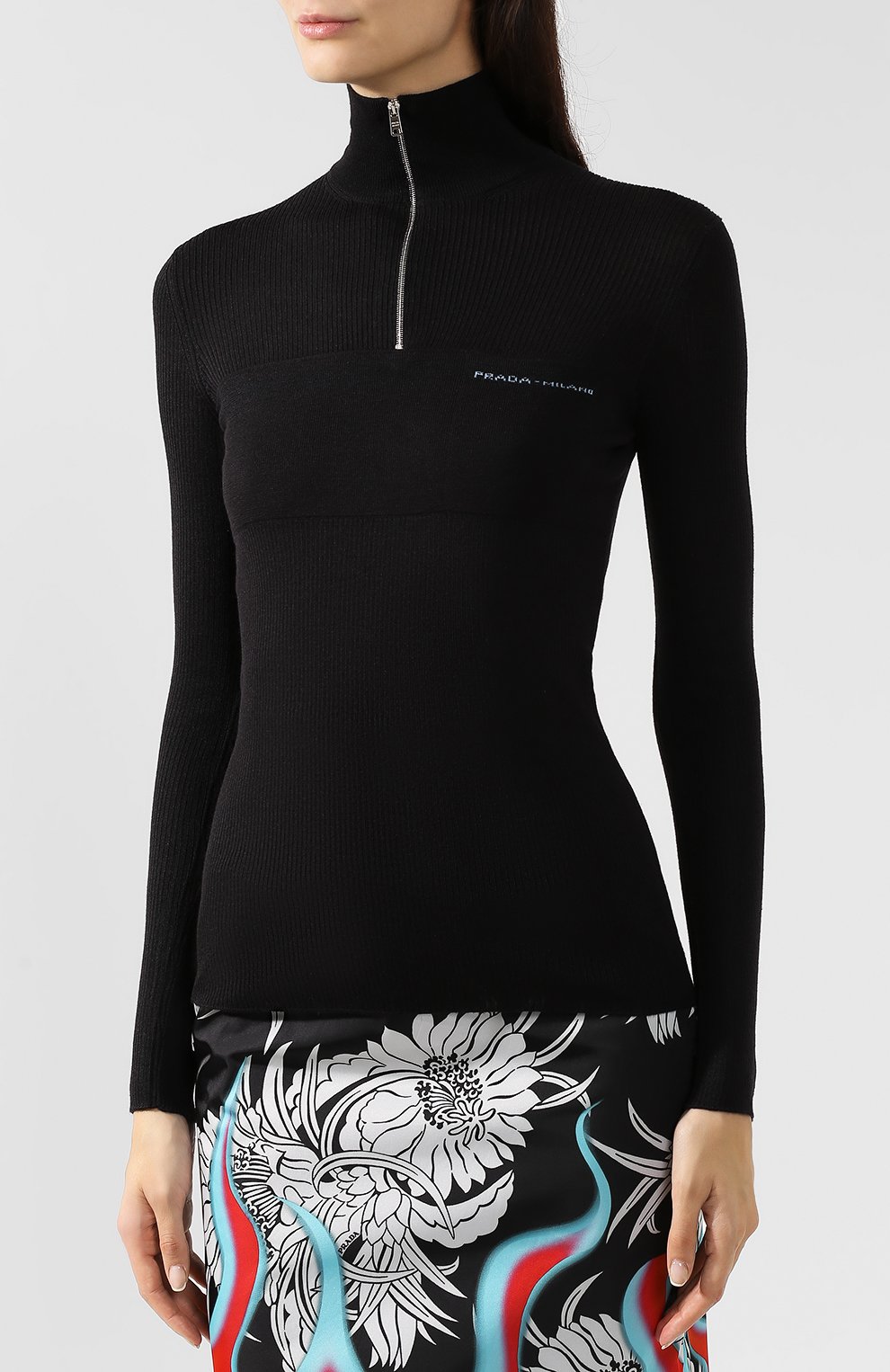 Однотонная водолазка из смеси шерсти и шелка PRADA, арт. 126237-1RZ2-F0002, фото 3
