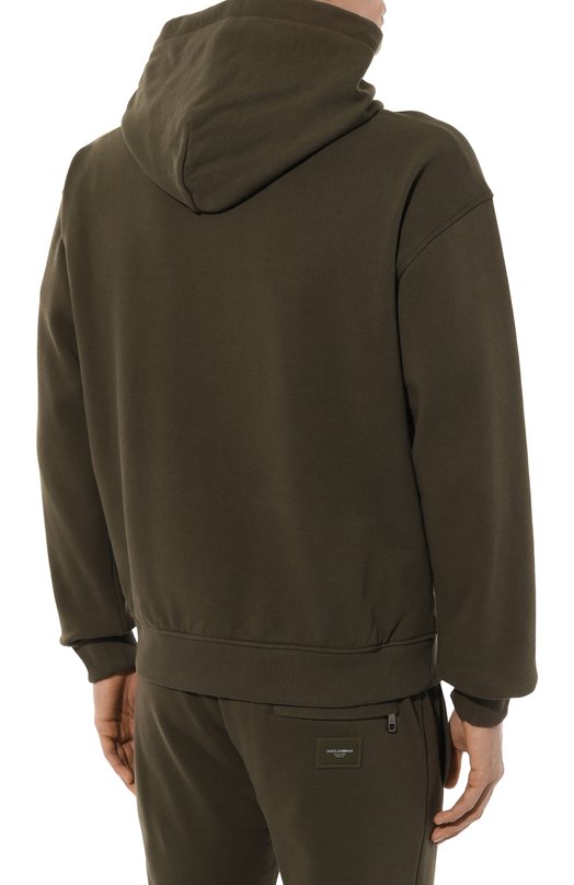 Хлопковое худи Dolce & Gabbana G9ZU0T/G7M4Y Хаки  G9ZU0T/G7M4Y Фото 4