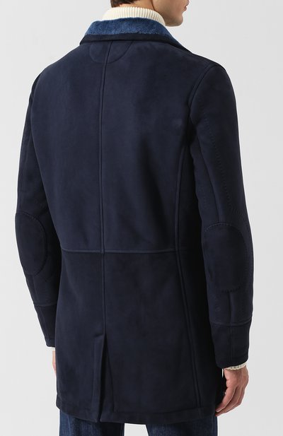 Дубленка прямого кроя на пуговицах с отложным воротником KITON темно-синего цвета по цене 938000 руб., арт. UW0443/3R88, фото 4 Дубленка прямого кроя на пуговицах с отложным воротником KITON, арт. UW0443/3R88, фото 4