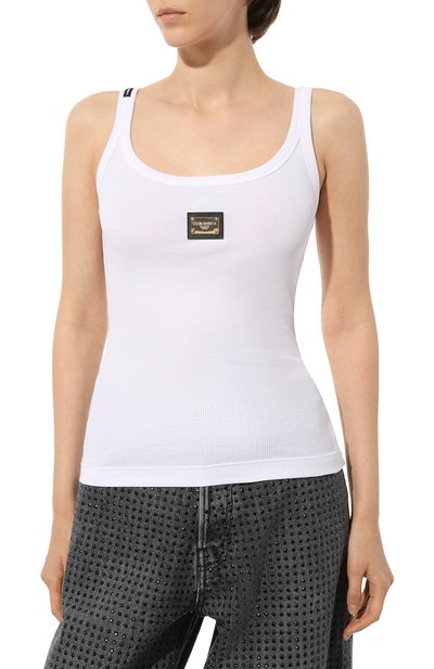 Хлопковая майка DOLCE & GABBANA белого цвета по цене 62250 руб., арт. F8U31T/FU7AV, фото 3 Хлопковая майка DOLCE & GABBANA, арт. F8U31T/FU7AV, фото 3