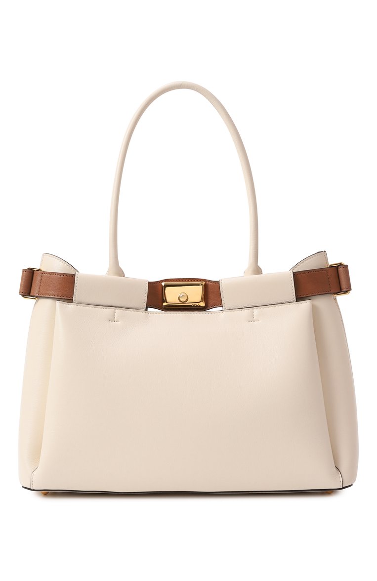 Женская сумка iris large FURLA кремового цвета, арт. WB01462/BX3197 | Фото 1 (Драгоценные камни: Проставлено; Материал сплава: Проставлено; Размер: large; Материал: Натуральная кожа)