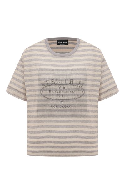Женская футболка из хлопка и льна GIORGIO ARMANI, арт. 3DAM74/AJDMZ