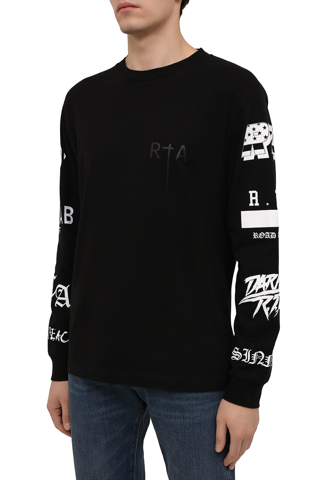 Хлопковый лонгслив RTA, арт. MF21-A094-0049BLKGT, фото 3