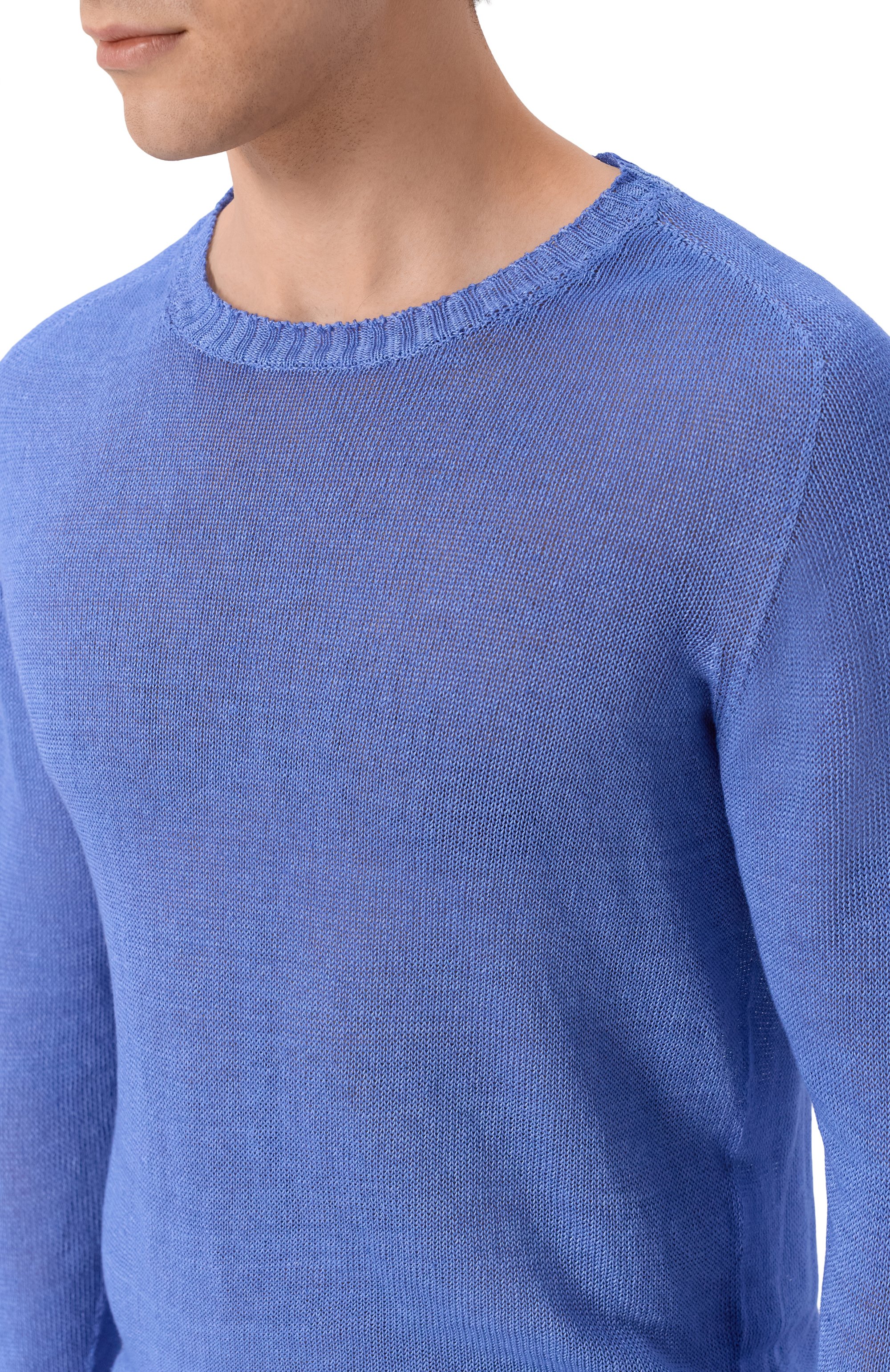 Льняной джемпер 120% LINO синего цвета по цене 35500 руб., арт. 33ALIM39FF/F966/S000, фото 5 Льняной джемпер 120% LINO, арт. 33ALIM39FF/F966/S000, фото 5