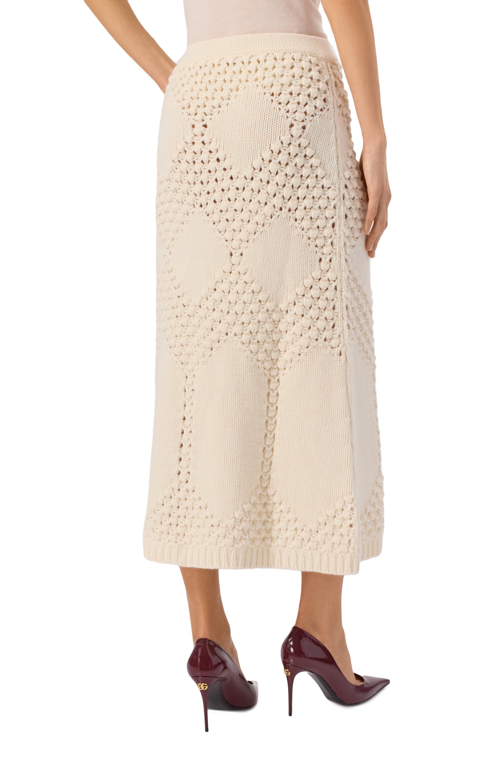 Юбка из шерсти и кашемира ELIE SAAB кремового цвета по цене 279000 руб., арт. SK240NF25/CK011, фото 4 Юбка из шерсти и кашемира ELIE SAAB, арт. SK240NF25/CK011, фото 4