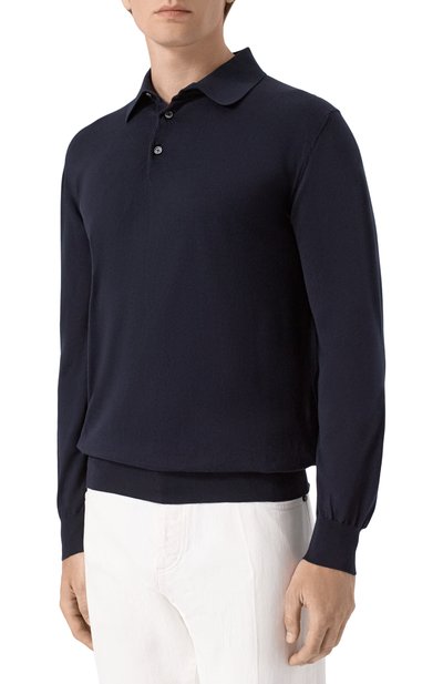 Хлопковое поло KITON темно-синего цвета по цене 125000 руб., арт. UMKXX35K4_001, фото 3 Хлопковое поло KITON, арт. UMKXX35K4_001, фото 3