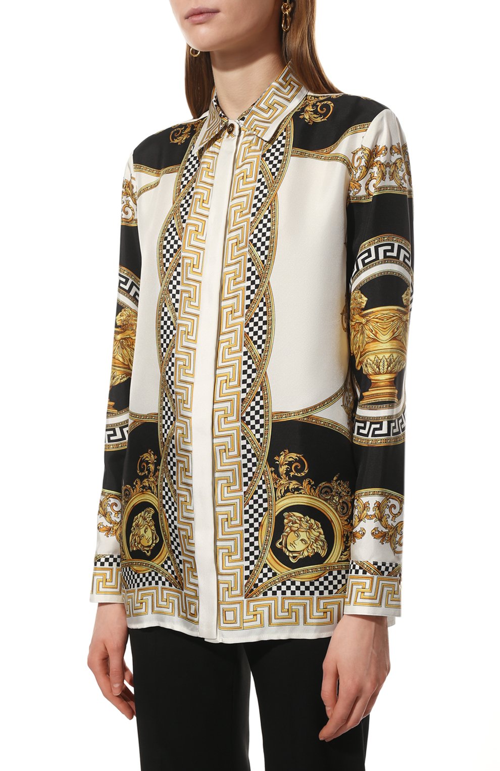 Шелковая рубашка VERSACE разноцветного цвета по цене 163500 руб., арт. 1001360/1A03065, фото 3 Шелковая рубашка VERSACE, арт. 1001360/1A03065, фото 3