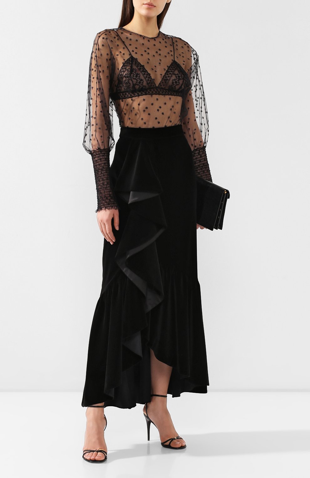 Прозрачная блузка PHILOSOPHY DI LORENZO SERAFINI черного цвета по цене 44500 руб., арт. A0229/2127, фото 2 Прозрачная блузка PHILOSOPHY DI LORENZO SERAFINI, арт. A0229/2127, фото 2