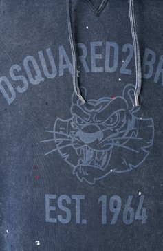 Мужской хлопковое худи DSQUARED2 темно-синего цвета, арт. S74GU0848/S25030 | Фото 6 (Длина (для топов): Стандартные; Драгоценные камни: Проставлено; Рукава: Длинные; Материал сплава: Проставлено; Мужское Кросс-КТ: Худи-одежда; Стили: Кэжуэл; Принт: С принтом; Материал внешний: Хлопок)
