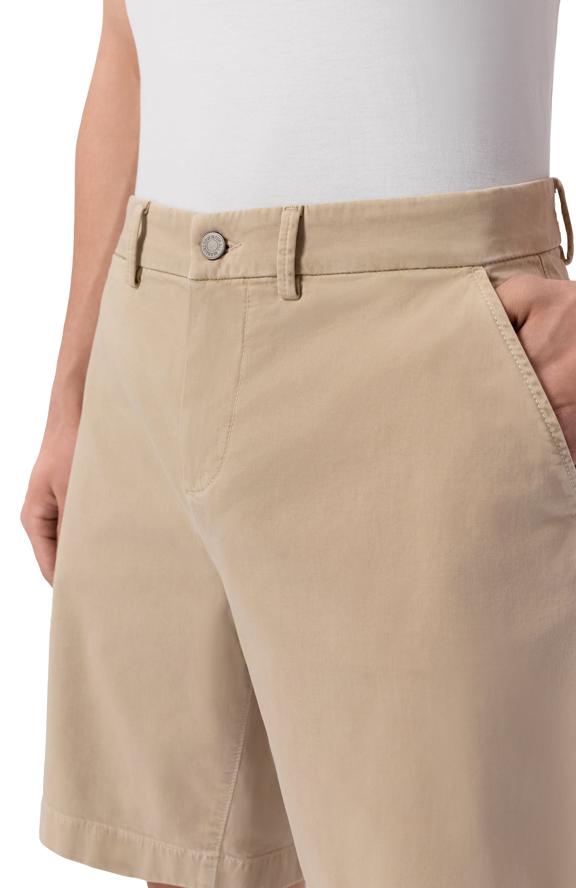 Хлопковые шорты 7 FOR ALL MANKIND бежевого цвета по цене 22300 руб., арт. 7TI70E45-3A3, фото 5 Хлопковые шорты 7 FOR ALL MANKIND, арт. 7TI70E45-3A3, фото 5