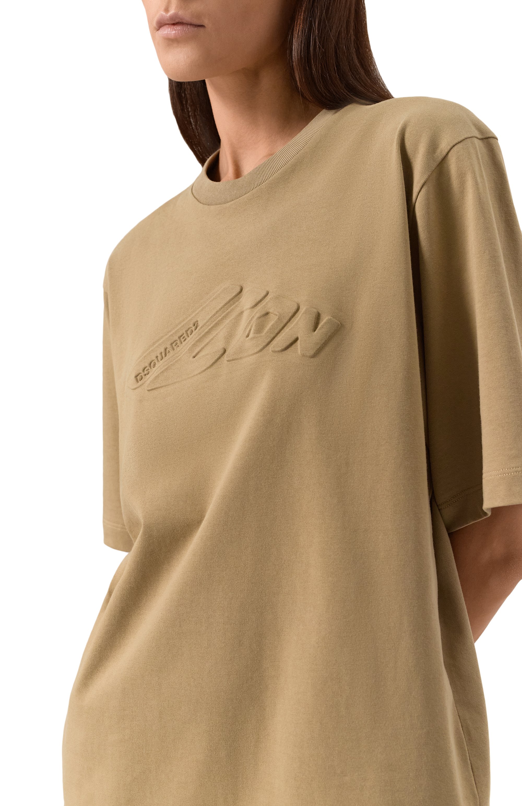 Хлопковое платье DSQUARED2 темно-бежевого цвета по цене 31600 руб., арт. S80CT0046/D20033, фото 5 Хлопковое платье DSQUARED2, арт. S80CT0046/D20033, фото 5