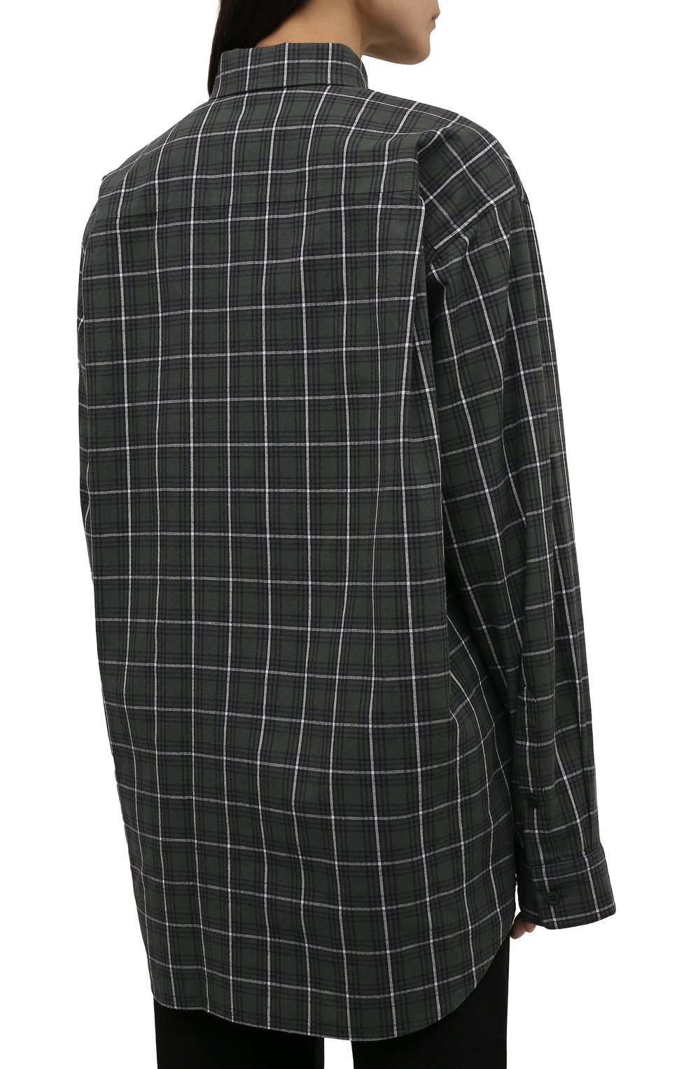 Хлопковая рубашка BALENCIAGA темно-зеленого цвета по цене 94850 руб., арт. 675610/TLM03, фото 4 Хлопковая рубашка BALENCIAGA, арт. 675610/TLM03, фото 4
