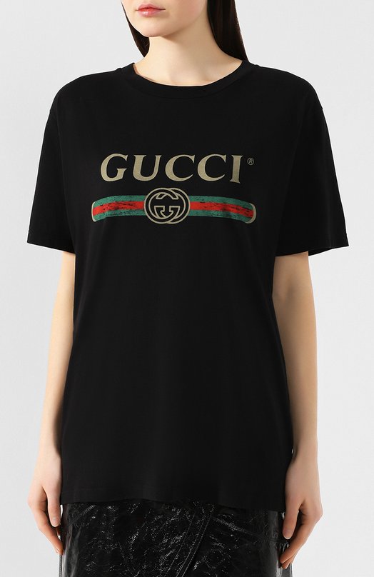 Хлопковая футболка Gucci 457095/X5L89 Чёрный  457095/X5L89 Фото 3