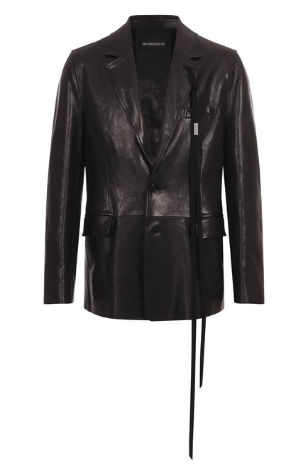 Мужской кожаный пиджак ANN DEMEULEMEESTER черного цвета, арт. B0012738/LT137 | Фото 1 (Материал внешний: Натуральная кожа; Рукава: Длинные; Автоматизация ТО: Проставлено; Длина (для топов): Стандартные; Автоматизация состава: Проставлено)