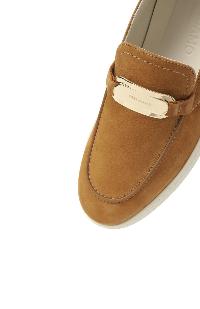 Женские лоферы new vara из нубука FERRAGAMO светло-коричневого цвета, арт. 030627/779041 | Фото 7 (Материал внутренний: Натуральная кожа; Автоматизация состава: Проставлено; Автоматизация ТО: Проставлено; Подошва: Платформа; Материал внешний: Натуральная кожа)