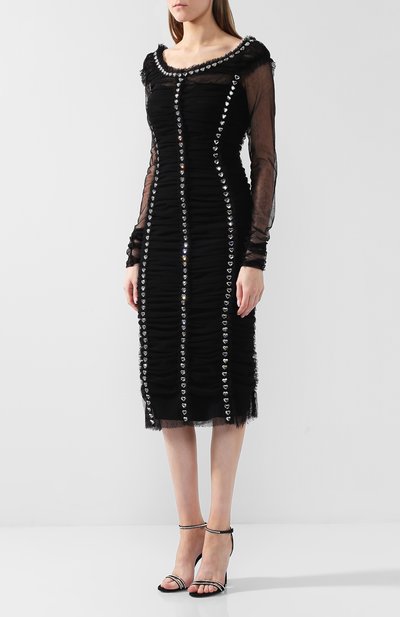 Платье-миди с декоративной отделкой DOLCE & GABBANA, арт. F6C0AZ/FLEAA, фото 3