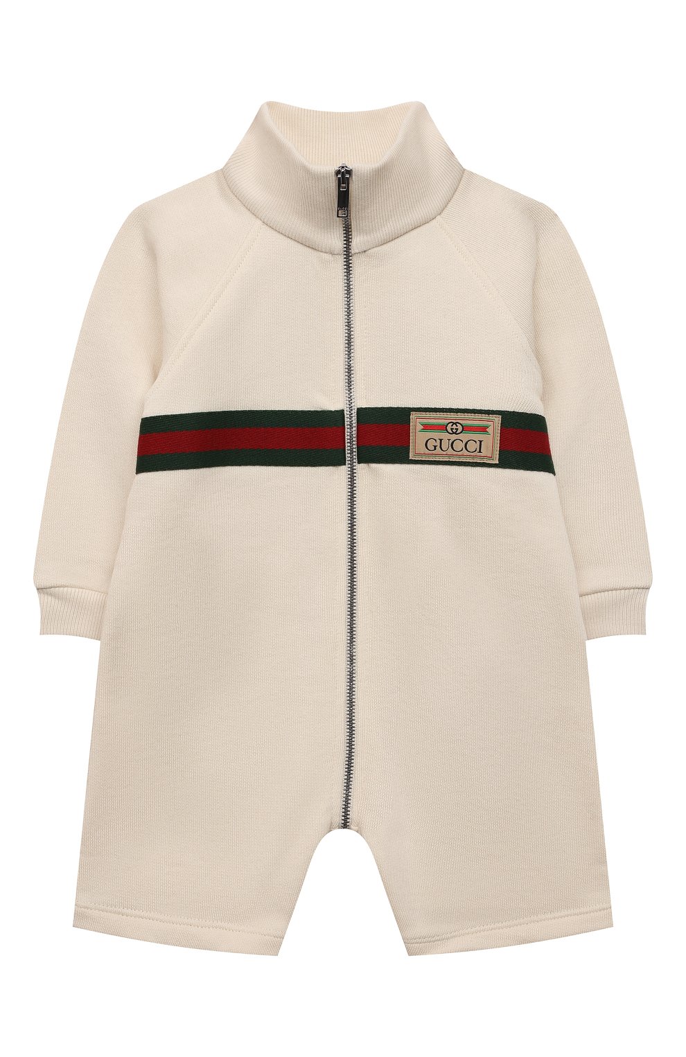 Хлопковый комбинезон GUCCI кремового цвета по цене 29950 руб., арт. 653679/XJDKA/9-12M, фото 1 Хлопковый комбинезон GUCCI, арт. 653679/XJDKA/9-12M, фото 1