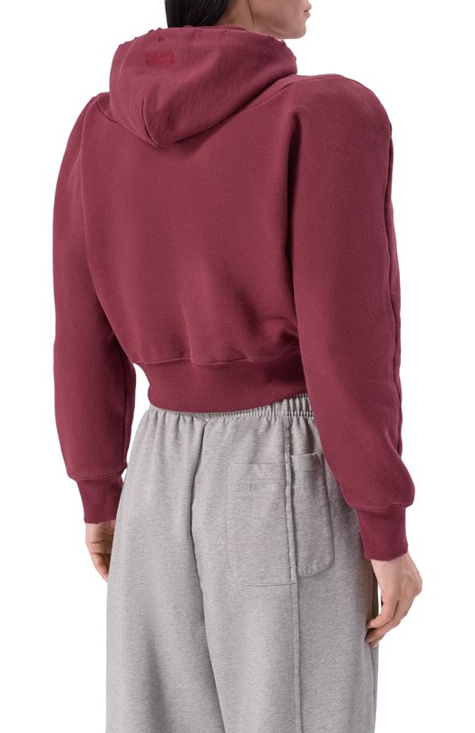 Хлопковая толстовка VETEMENTS WE76ZU502X/1302 M0LLET0N Бордовый  WE76ZU502X/1302 M0LLET0N Фото 4