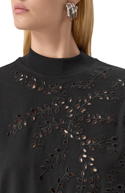 Хлопковый лонгслив Dries Van Noten 251-011150-1603 Чёрный  251-011150-1603 Фото 5
