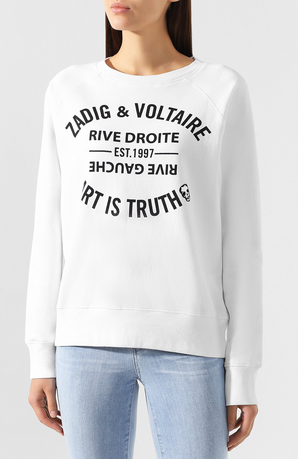 Хлопковый свитшот ZADIG AND VOLTAIRE белого цвета по цене 12350 руб., арт. SHTN7101F, фото 3 Хлопковый свитшот ZADIG AND VOLTAIRE, арт. SHTN7101F, фото 3