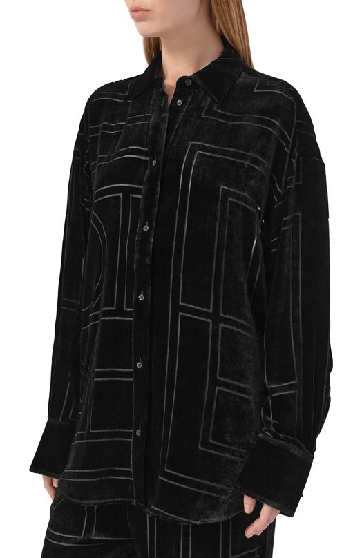 Бархатная рубашка TOTEME 261-WRT0702-FB0548 Чёрный  261-WRT0702-FB0548 Фото 3