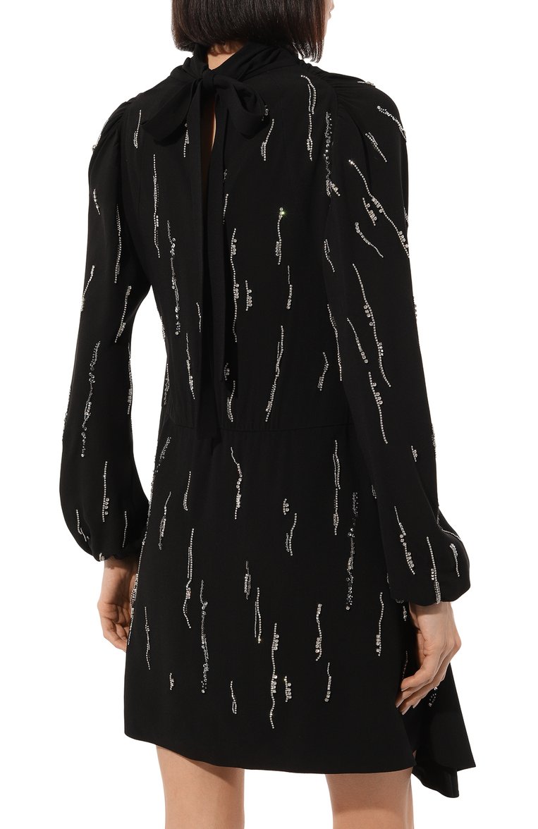 Женское платье PRADA черного цвета, арт. P36U2R-1R15-F0002 | Фото 4 (Длина Ж (юбки, платья, шорты): Мини; Рукава от горловины: Длинные; Рукава: Длинные; Материал внешний: Синтетический материал; Случай: Повседневный; Женское Кросс-КТ: Платье-одежда; Автоматизация Diginetica: Не назначено)