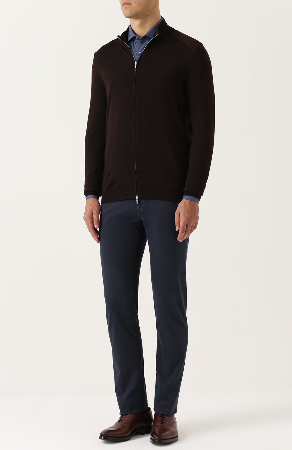 Кардиган на молнии из смеси кашемира и шелка KITON коричневого цвета по цене 225500 руб., арт. UK903, фото 2 Кардиган на молнии из смеси кашемира и шелка KITON, арт. UK903, фото 2