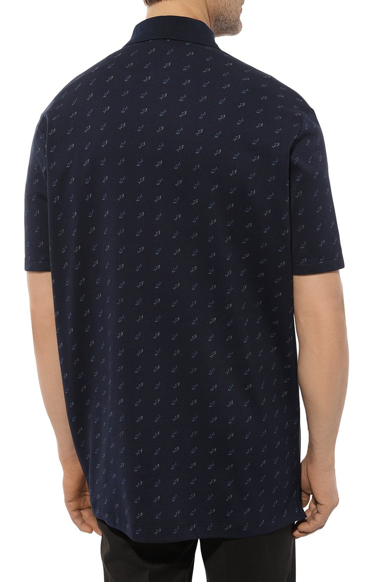 Мужское хлопковое поло PAUL&SHARK темно-синего цвета, арт. 24411337/3XL-6XL | Фото 4 (Рукава: Короткие; Материал внешний: Хлопок; Длина (для топов): Удлиненные; Стили: Кэжуэл; Застежка: Пуговицы; Принт: С принтом; Мужское Кросс-КТ: Футболка-одежда; Детали: Без декора; Автоматизация ТО: Проставлено; Автоматизация состава: Проставлено)