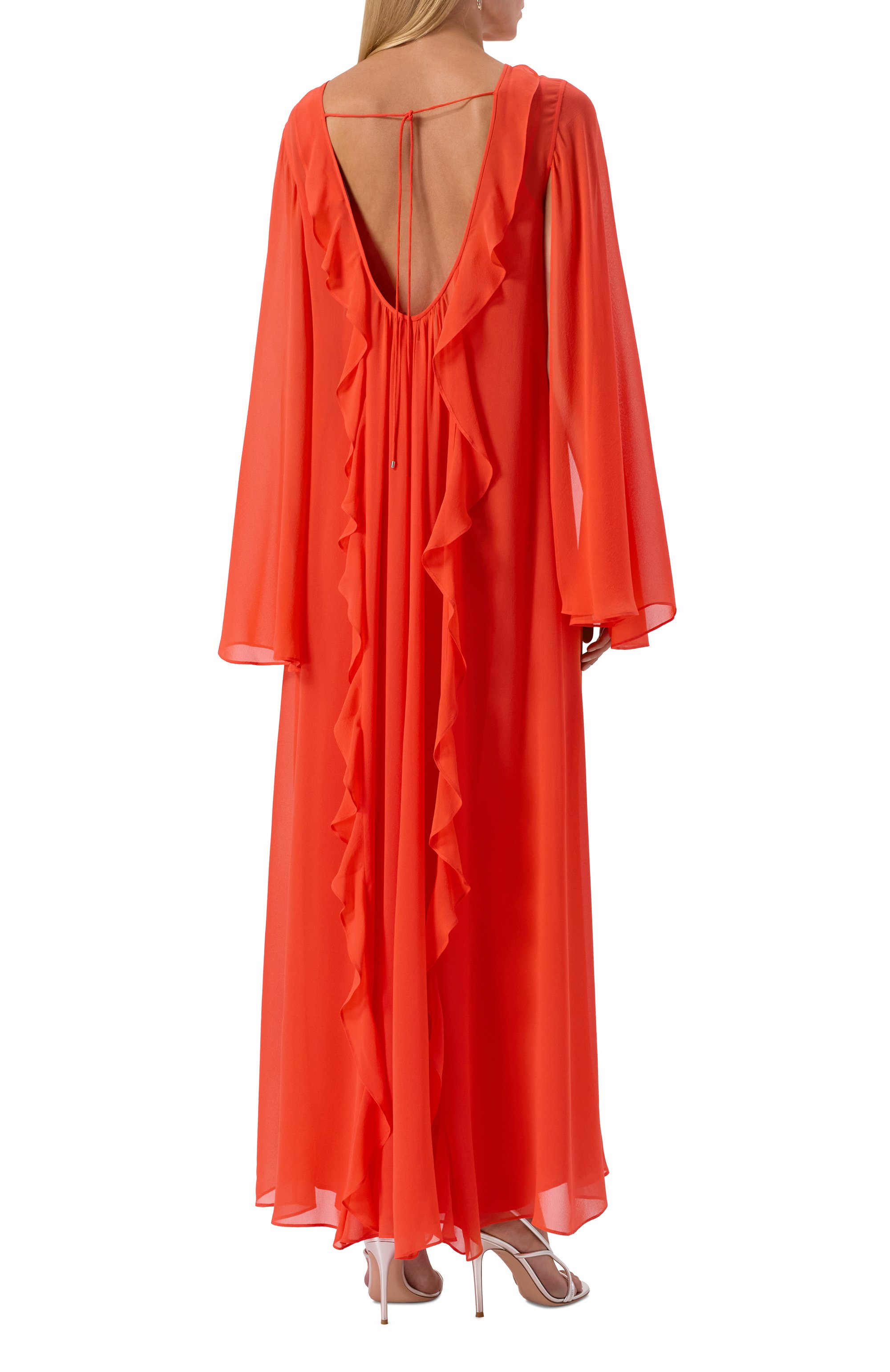 Шелковое платье MAX MARA STUDIO оранжевого цвета по цене 162500 руб., арт. SMIRNE, фото 4 Шелковое платье MAX MARA STUDIO, арт. SMIRNE, фото 4