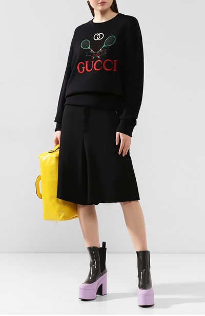 Хлопковый свитшот GUCCI черного цвета по цене 128160 руб., арт. 469250/XJBIY, фото 2 Хлопковый свитшот GUCCI, арт. 469250/XJBIY, фото 2