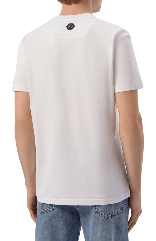 Хлопковая футболка Philipp Plein SAFC MTK8837 PJY002N Белый  SAFC MTK8837 PJY002N Фото 4