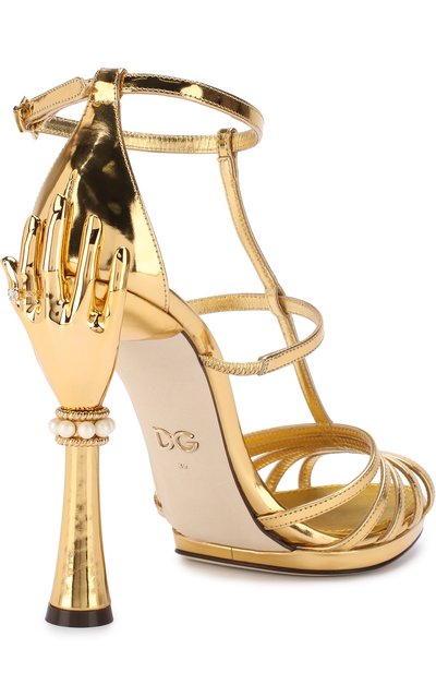 Босоножки keira из металлизированной кожи на фигурном каблуке DOLCE & GABBANA, арт. CR0599/AS586, фото 4