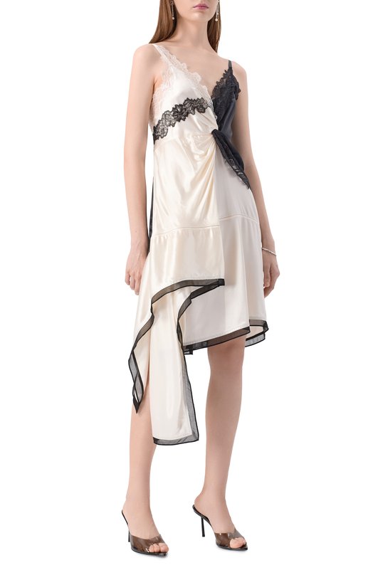 Атласное платье 3.1 Phillip Lim S251-90922SHI Чёрно-белый  S251-90922SHI Фото 2