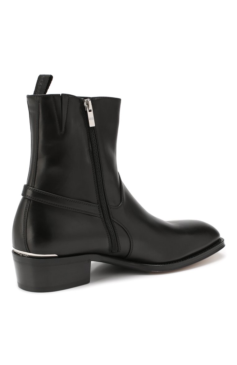 Мужские кожаные сапоги ALEXANDER MCQUEEN черного цвета, арт. 575446/WHW81 | Фото 4 (Подошва: Плоская; Мужское Кросс-КТ: Байкеры-обувь; Статус проверки: Проверена категория; Материал внутренний: Натуральная кожа; Материал утеплителя: Без утеплителя; Ювелирные украшения: Назначено; Материал внешний: Натуральная кожа)