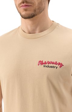 Мужская хлопковая футболка PHARMACY INDUSTRY бежевого цвета, арт. PHABM00196 | Фото 5 (Рукава: Короткие; Длина (для топов): Стандартные; Материал внешний: Хлопок; Принт: С принтом; Стили: Спорт-шик; Мужское Кросс-КТ: Футболка-одежда; Кросс-КТ: Джерси)