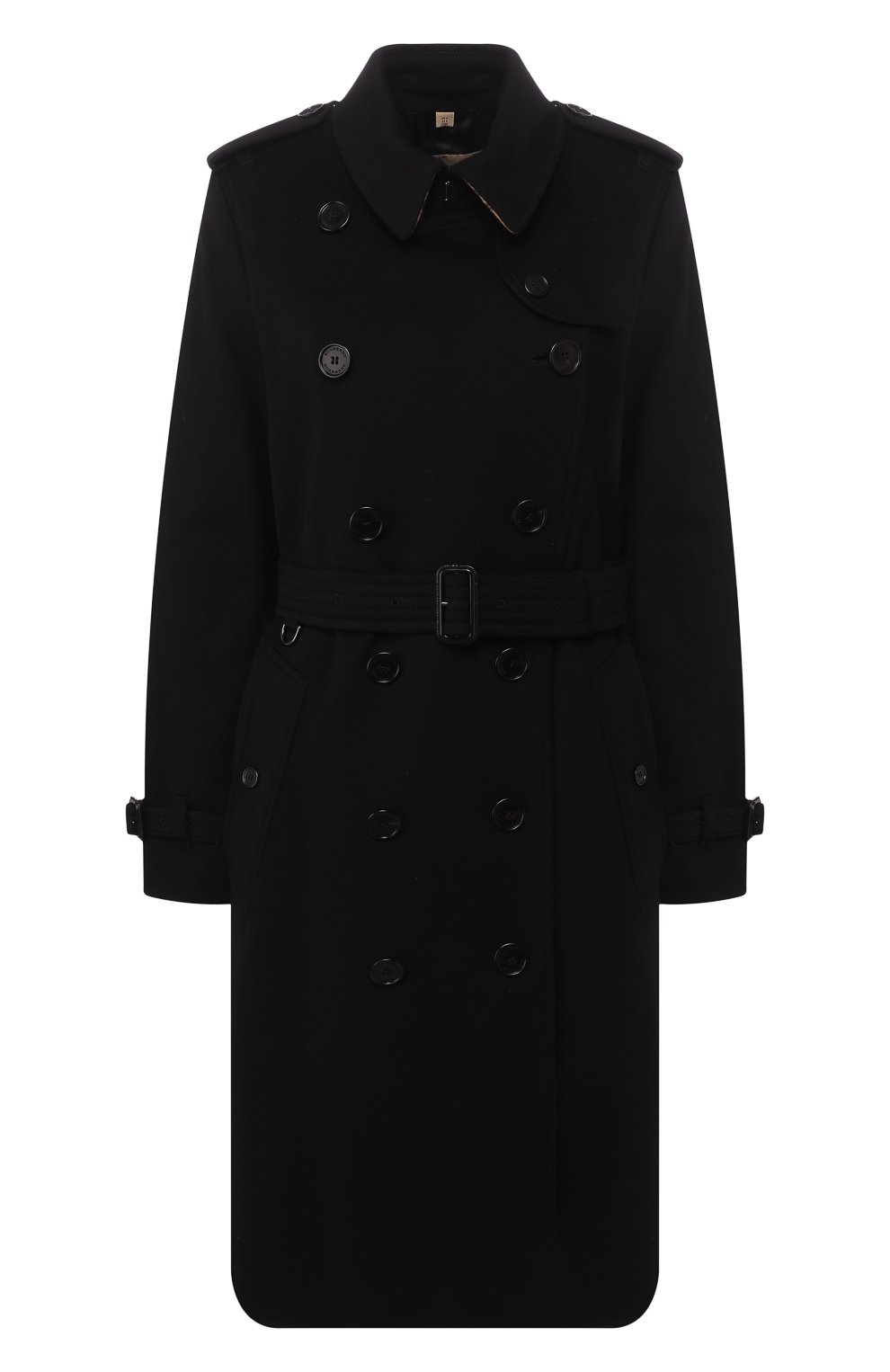 Кашемировое пальто с поясом BURBERRY черного цвета по цене 325500 руб., арт. 8004097, фото 1 Кашемировое пальто с поясом BURBERRY, арт. 8004097, фото 1