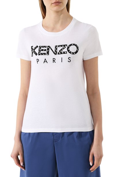 Хлопковая футболка KENZO белого цвета по цене 10300 руб., арт. FA52TS701990, фото 3 Хлопковая футболка KENZO, арт. FA52TS701990, фото 3