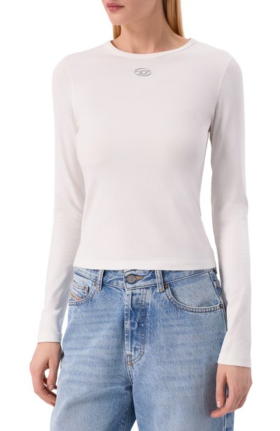 Хлопковый лонгслив DIESEL белого цвета по цене 15450 руб., арт. A19916/0AHQH, фото 3 Хлопковый лонгслив DIESEL, арт. A19916/0AHQH, фото 3