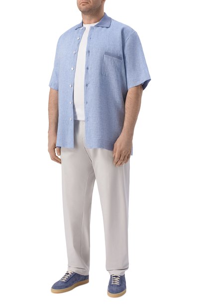 Льняная рубашка CORTIGIANI голубого цвета по цене 84150 руб., арт. 4AC612, фото 2 Льняная рубашка CORTIGIANI, арт. 4AC612, фото 2