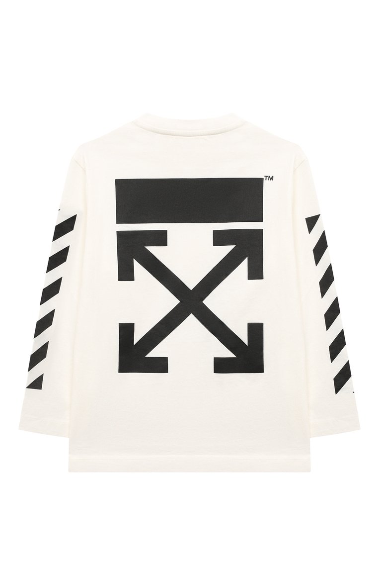 Детская хлопковый лонгслив OFF-WHITE белого цвета, арт. 0BAB001F23JER001 | Фото 2 (Рукава: Длинные; Материал внешний: Хлопок; Мальчики Кросс-КТ: Лонгслив-одежда)