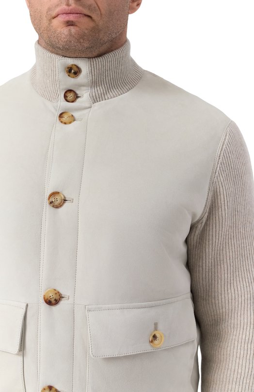 Комбинированный кардиган Brunello Cucinelli MPCLF1955 Серый  MPCLF1955 Фото 5