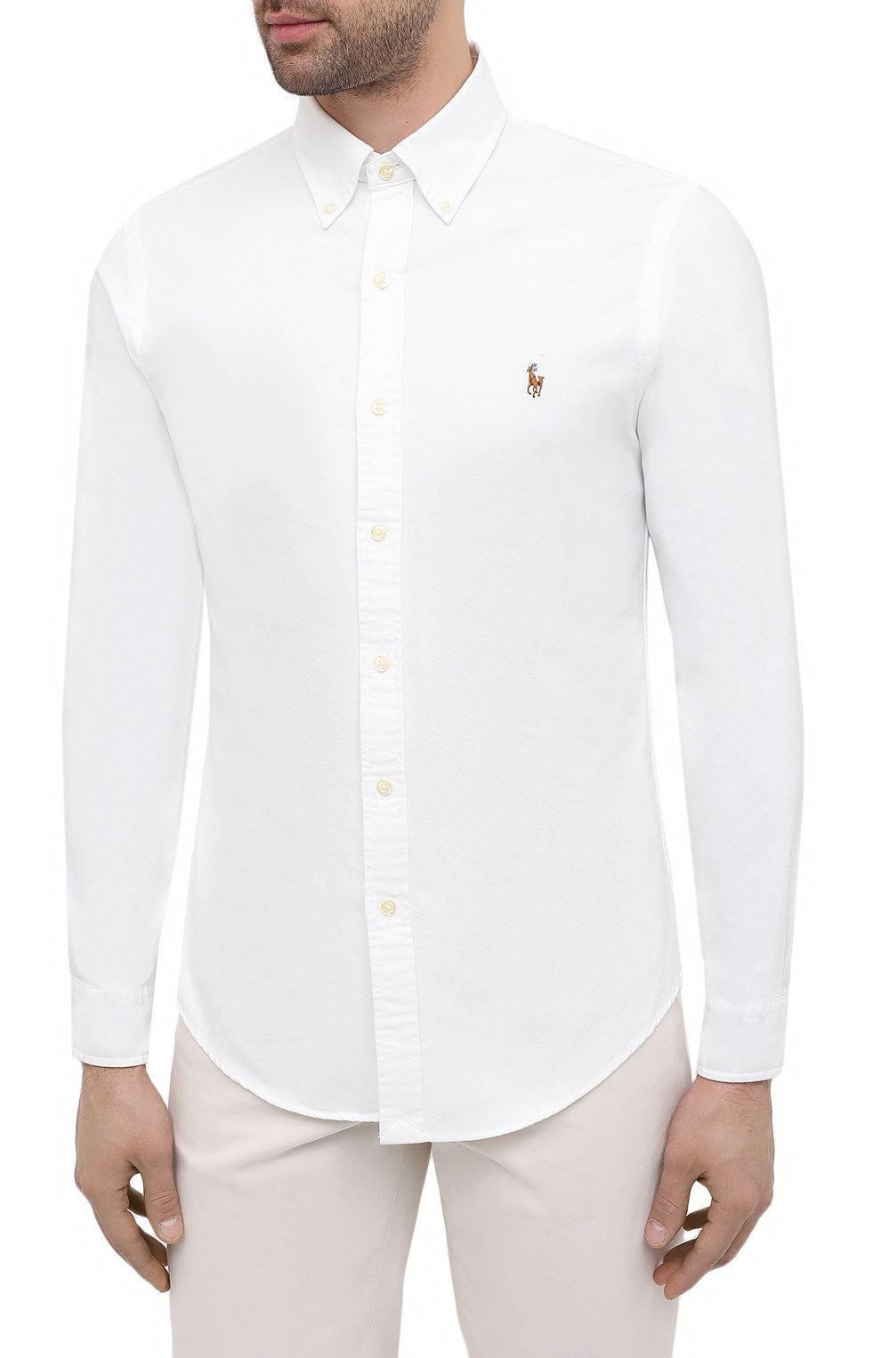 Хлопковая рубашка с воротником button down POLO RALPH LAUREN, арт. 710549084, фото 3