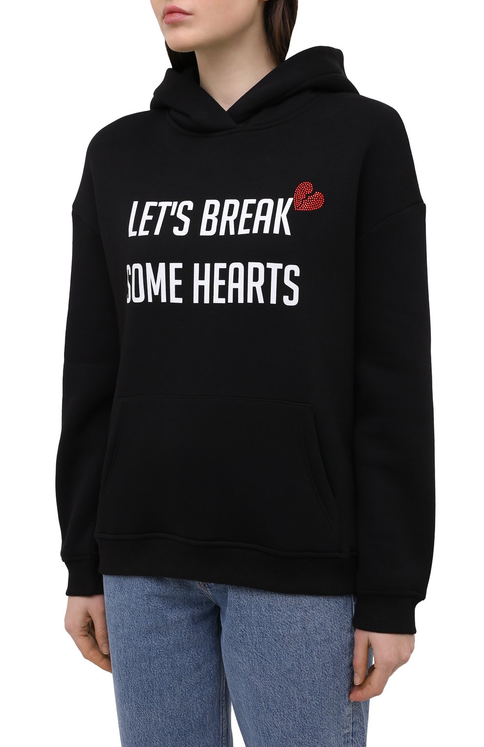 Хлопковое худи SEVEN LAB черного цвета по цене 11550 руб., арт. HW20-BR HEART CR black, фото 3 Хлопковое худи SEVEN LAB, арт. HW20-BR HEART CR black, фото 3