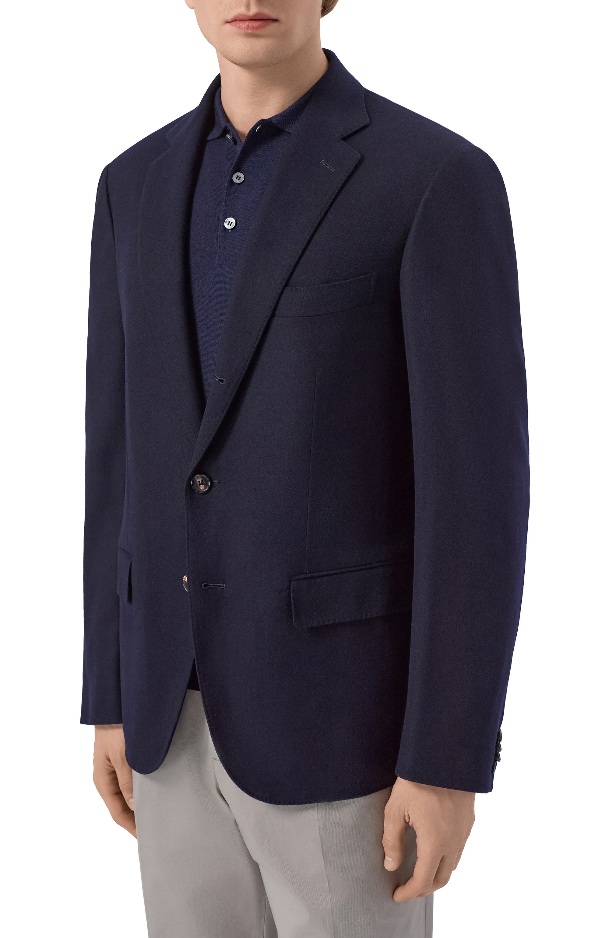 Кашемировый пиджак LORO PIANA темно-синего цвета по цене 799500 руб., арт. FAM8684, фото 6 Кашемировый пиджак LORO PIANA, арт. FAM8684, фото 6