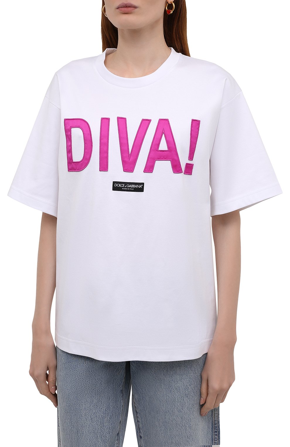 Хлопковая футболка DOLCE & GABBANA белого цвета по цене 72750 руб., арт. F8050Z/HU7H8, фото 3 Хлопковая футболка DOLCE & GABBANA, арт. F8050Z/HU7H8, фото 3